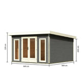 Abri toit plat 13,60m² bois massif gris terre 40mm Radeburg 3 – Karibu Ma boutique